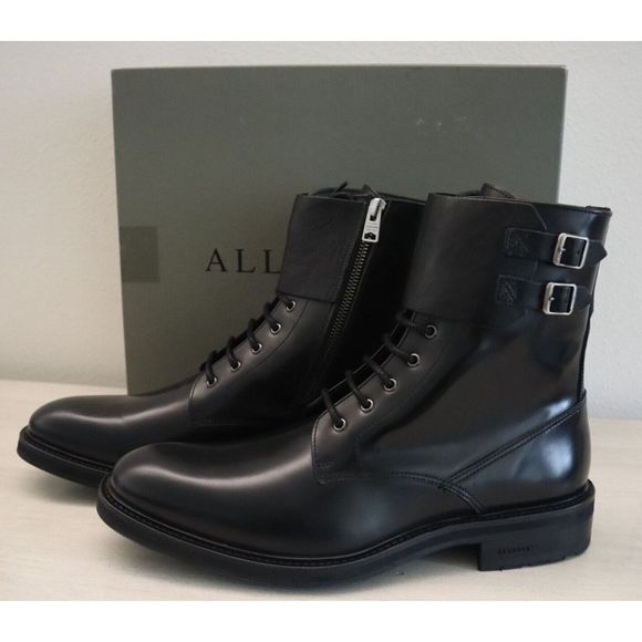 AllSaints 34ZM0117 Men's Sz 11M Black Beckworth Leather Combat Boots $380 - Picture 2 of 12